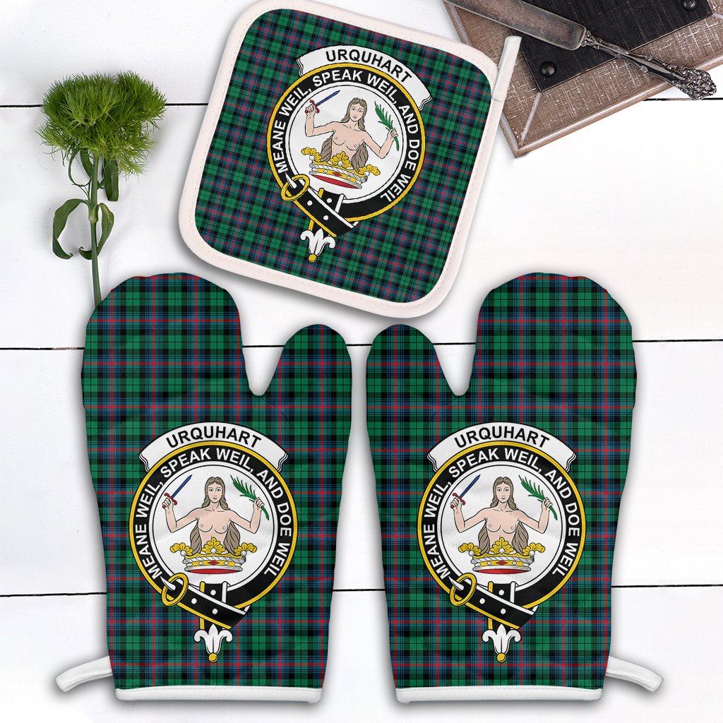 Clan Urquhart Broad Red Ancient Tartan Crest Oven Mitt And Pot Holder (2 Oven Mitts + 1 Pot Holder) LY79 Clan Urquhart Tartan Today   