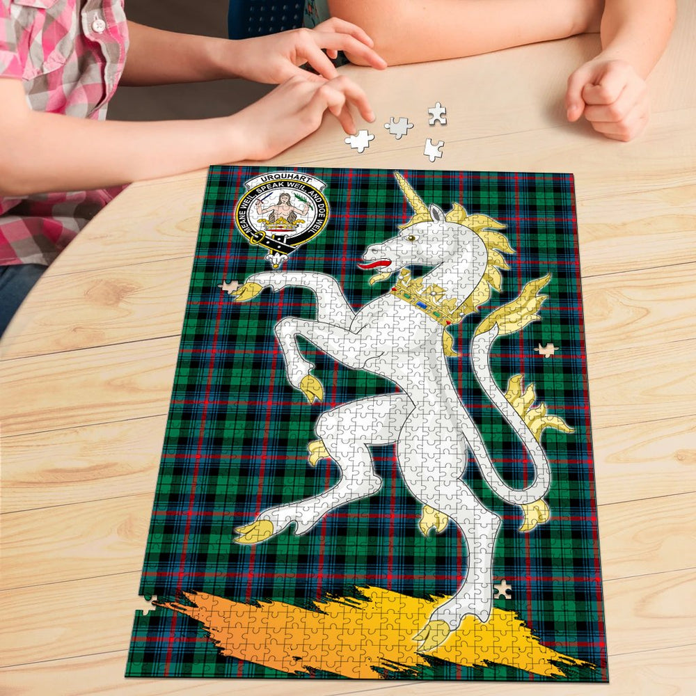 Clan Urquhart Broad Red Ancient Tartan Crest Unicorn Scotland Jigsaw Puzzles Gift For Family WF34 Clan Urquhart Tartan Today   