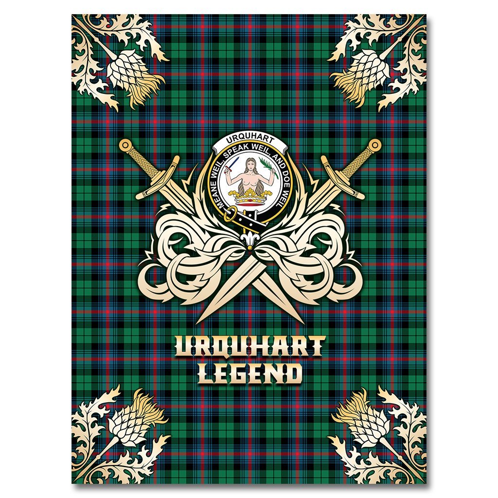 Clan Urquhart Broad Red Ancient Tartan Gold Courage Symbol Blanket EJ44 Clan Urquhart Tartan Today   