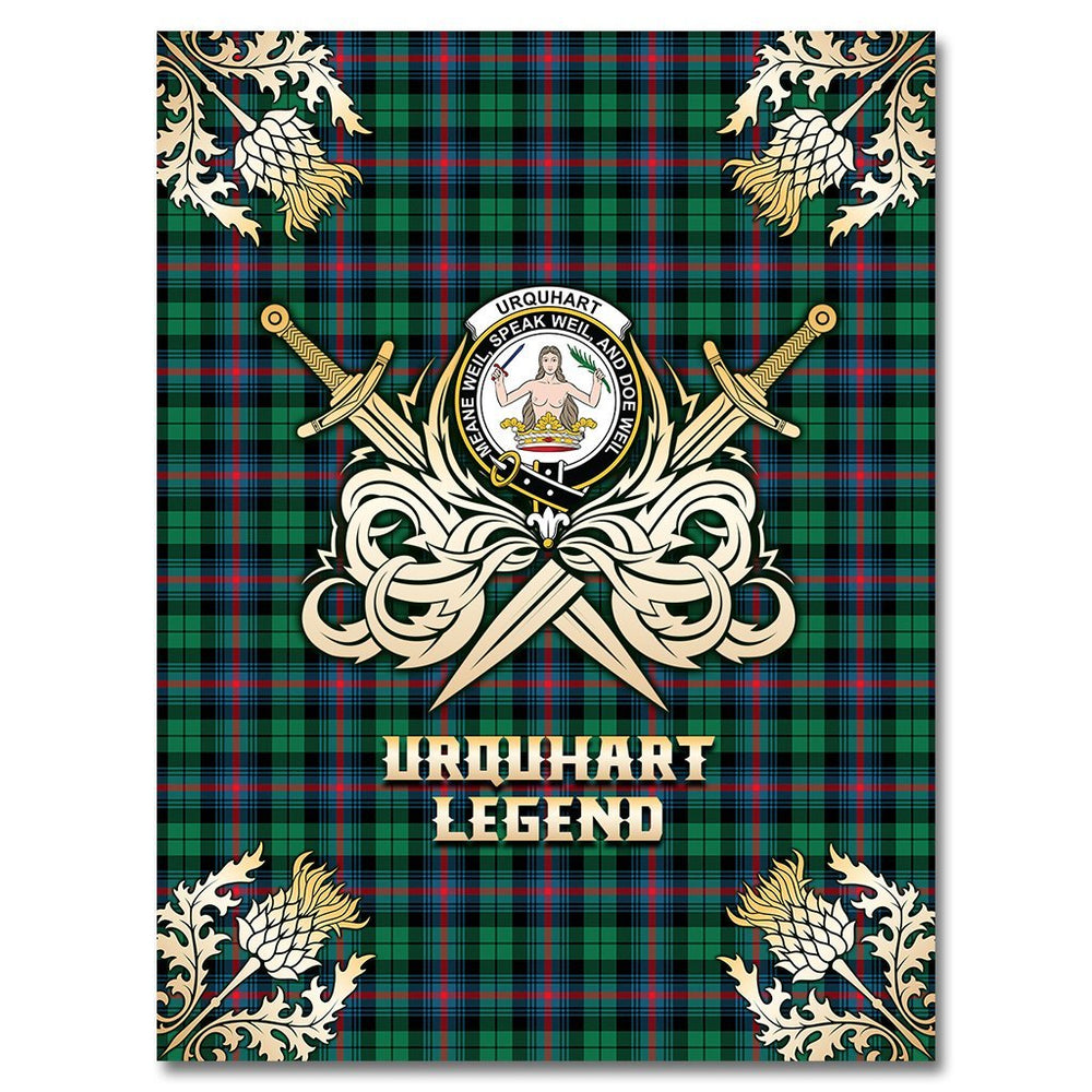 Clan Urquhart Broad Red Ancient Tartan Gold Courage Symbol Blanket EJ44 Clan Urquhart Tartan Today   