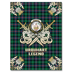 Clan Urquhart Broad Red Ancient Tartan Gold Courage Symbol Blanket EJ44 Clan Urquhart Tartan Today   