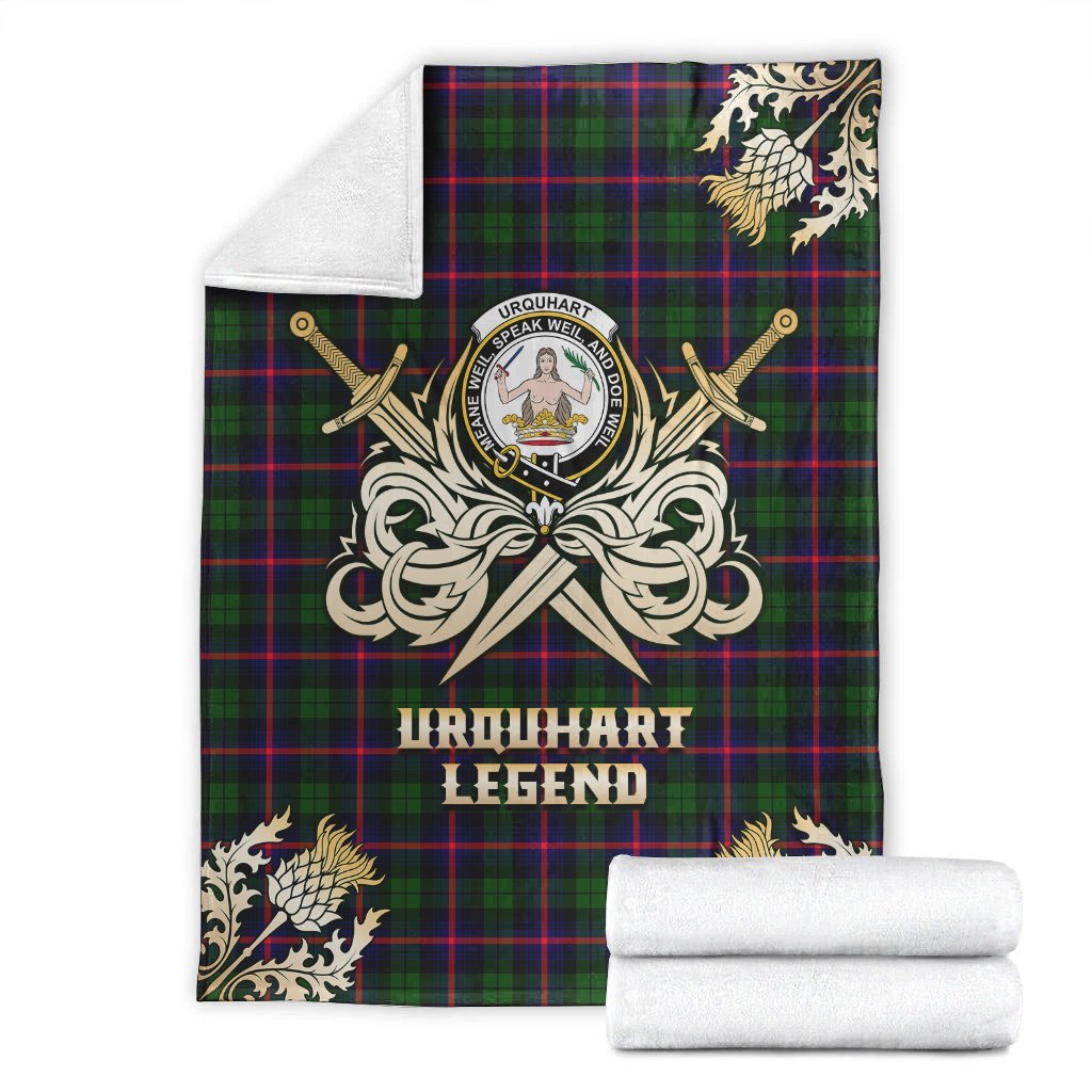 Clan Urquhart Modern Tartan Gold Courage Symbol Blanket TA32 Clan Urquhart Tartan Today   