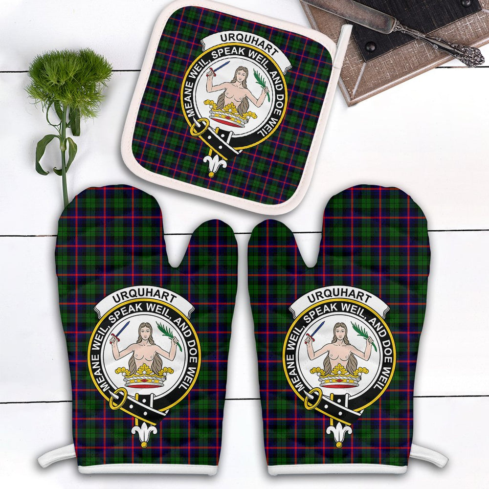 Clan Urquhart Modern Tartan Crest Oven Mitt And Pot Holder (2 Oven Mitts + 1 Pot Holder) YW57 Clan Urquhart Tartan Today   