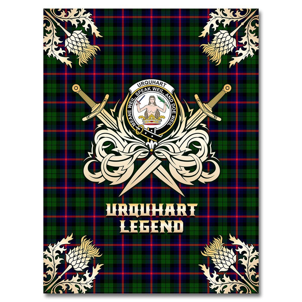 Clan Urquhart Modern Tartan Gold Courage Symbol Blanket TA32 Clan Urquhart Tartan Today   