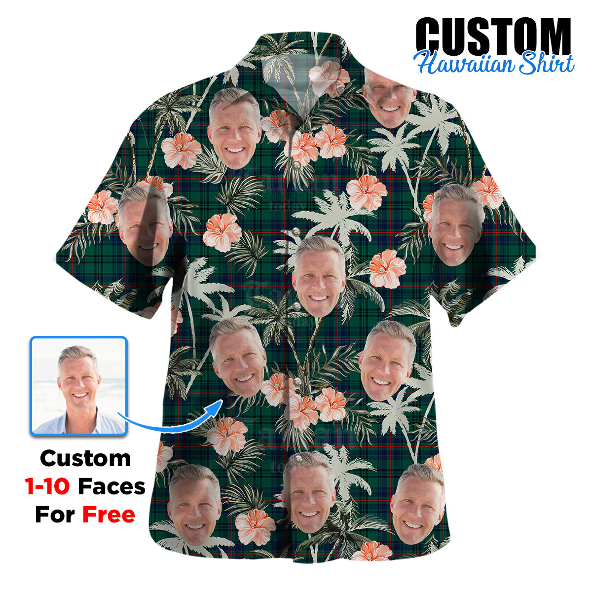 Clan Walker Tartan Custom Face Hawaiian Shirt – Unisex Gift for Family Members, Summer Party DY51 Walker Tartan Tartan Hawaii Shirt