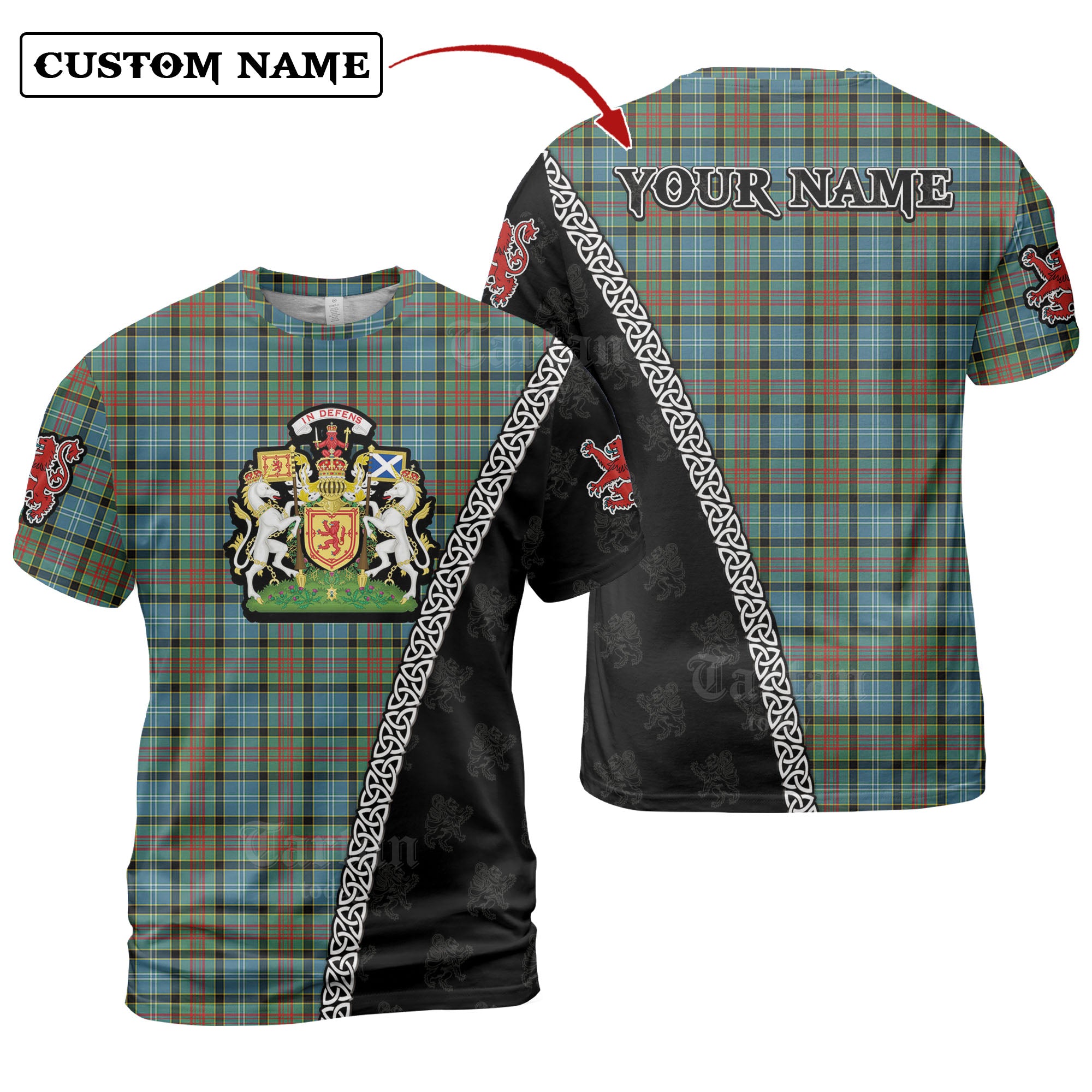 Walkinshaw Tartan Shirt with Scotland Coat of Arms & Custom Name IC37
