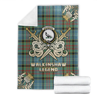 Clan Walkinshaw Tartan Gold Courage Symbol Blanket