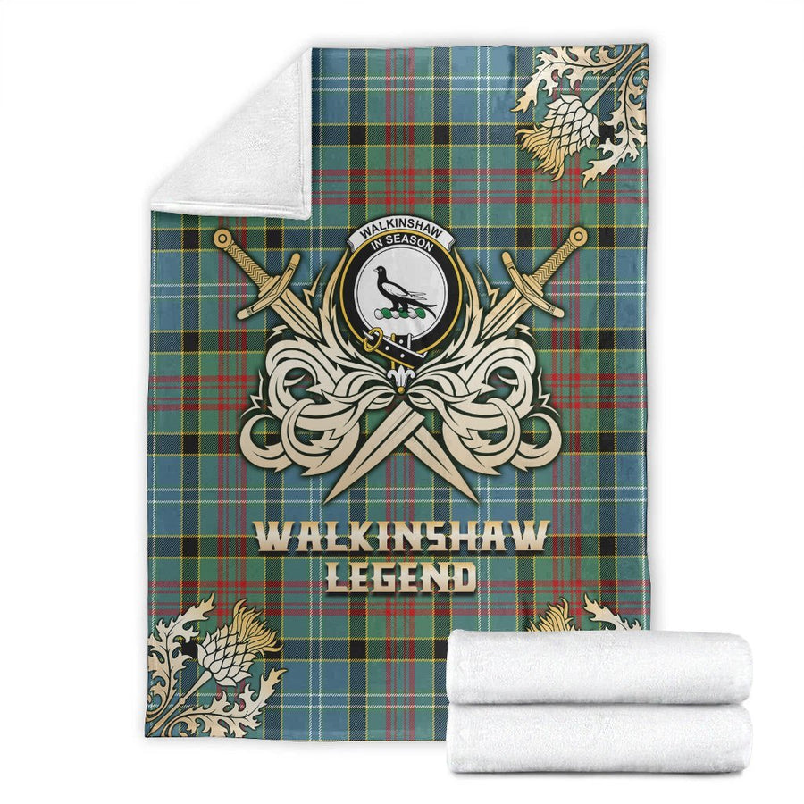 Clan Walkinshaw Tartan Gold Courage Symbol Blanket