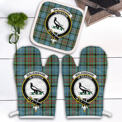 Clan Walkinshaw Tartan Crest Oven Mitt And Pot Holder (2 Oven Mitts + 1 Pot Holder)