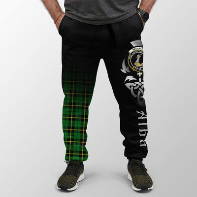 Clan Wallace Hunting - Green Tartan Crest Jogger Sweatpants Alba Celtic Style