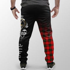 Clan Wallace Hunting - Red Tartan Crest Jogger Sweatpants  Alba Celtic Style MW43 Clan Wallace Tartan Today   