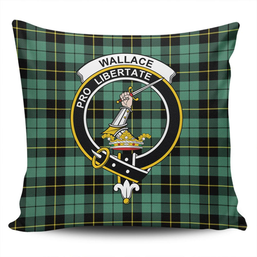 Clan Wallace Hunting Ancient Tartan Crest Pillow Cover