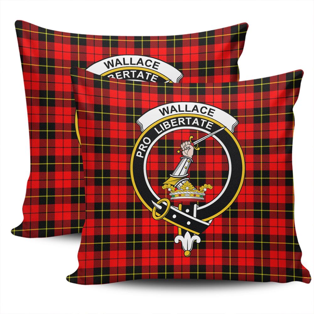 Clan Wallace Hunting - Red Tartan Crest Pillow Cover NE96 Clan Wallace Tartan Today   