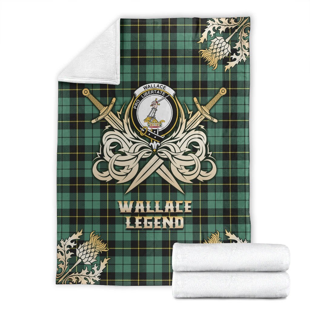 Clan Wallace Hunting Ancient Tartan Gold Courage Symbol Blanket RK84 Clan Wallace Tartan Today   