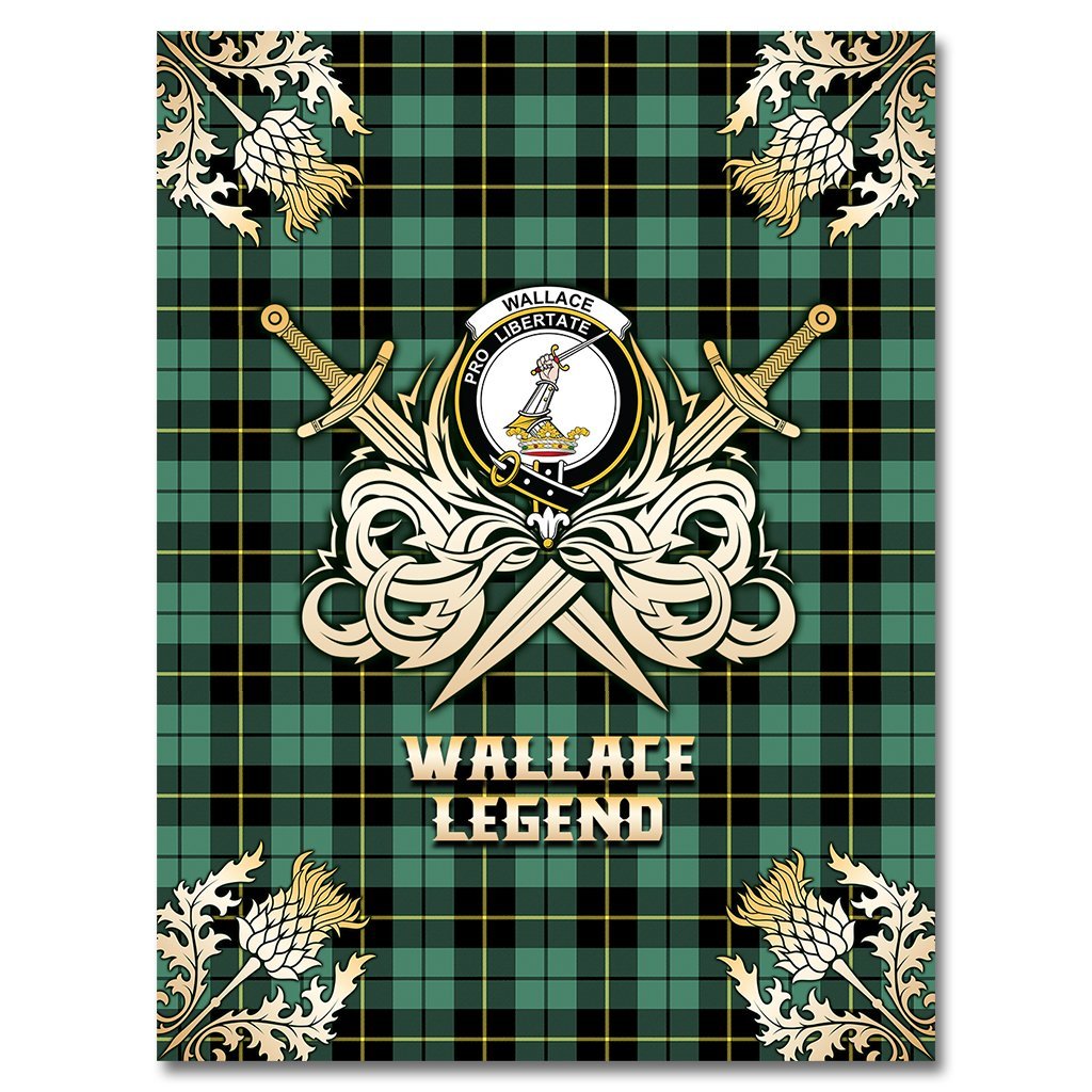 Clan Wallace Hunting Ancient Tartan Gold Courage Symbol Blanket RK84 Clan Wallace Tartan Today   
