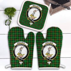 Clan Wallace Hunting Green Tartan Crest Oven Mitt And Pot Holder (2 Oven Mitts + 1 Pot Holder) CR13 Clan Wallace Tartan Today   