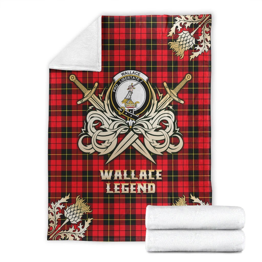 Clan Wallace Hunting Red Tartan Gold Courage Symbol Blanket IZ71 Clan Wallace Tartan Today   