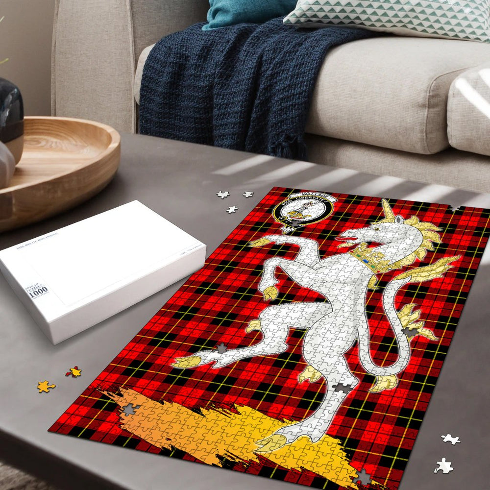 Clan Wallace Hunting Red Tartan Crest Unicorn Scotland Jigsaw Puzzles Gift For Family ZT99 Clan Wallace Tartan Today   