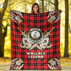 Clan Wallace Hunting Red Tartan Gold Courage Symbol Blanket IZ71 Clan Wallace Tartan Today   
