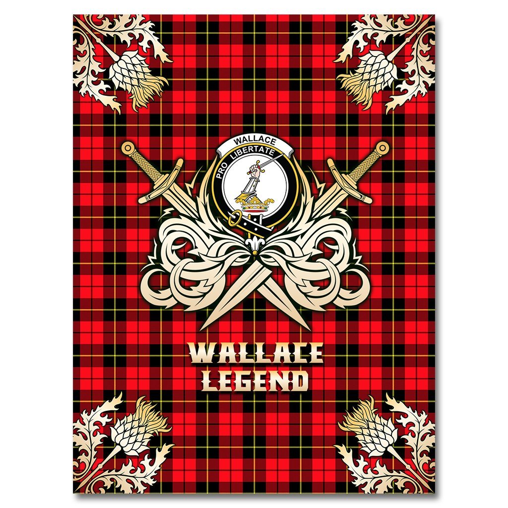 Clan Wallace Hunting Red Tartan Gold Courage Symbol Blanket IZ71 Clan Wallace Tartan Today   