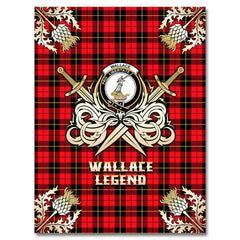 Clan Wallace Hunting Red Tartan Gold Courage Symbol Blanket IZ71 Clan Wallace Tartan Today   