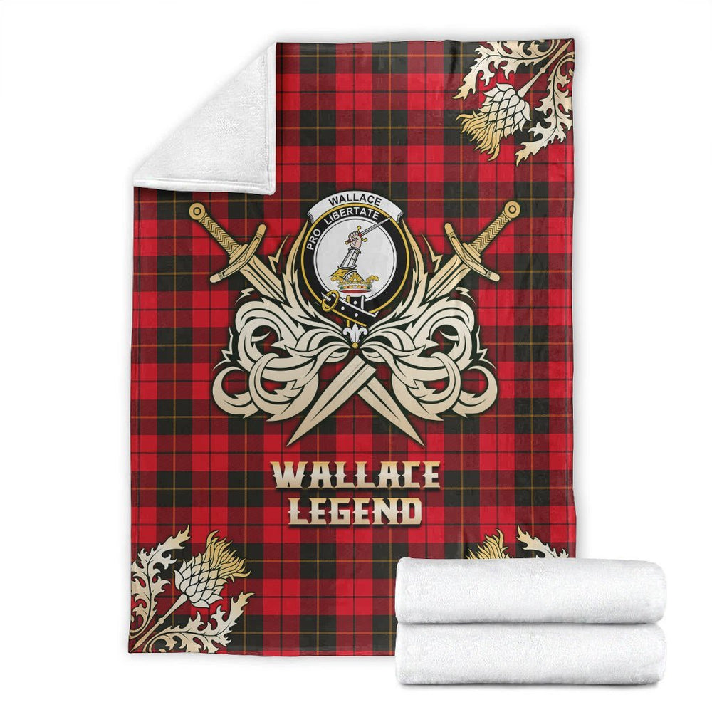 Clan Wallace Weathered Tartan Gold Courage Symbol Blanket YX85 Clan Wallace Tartan Today   