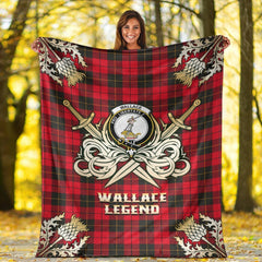 Clan Wallace Weathered Tartan Gold Courage Symbol Blanket YX85 Clan Wallace Tartan Today   