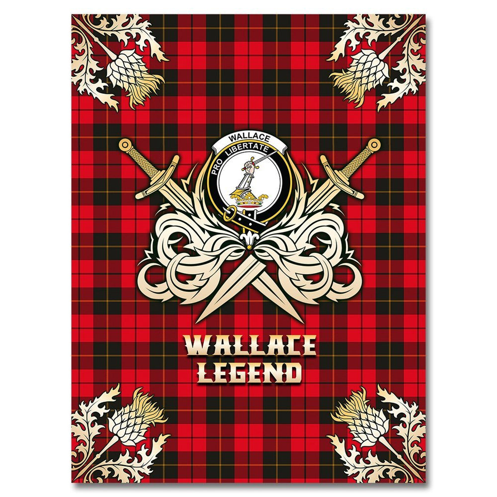 Clan Wallace Weathered Tartan Gold Courage Symbol Blanket YX85 Clan Wallace Tartan Today   