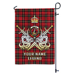 Custom Name Clan Wallace Hunting Tartan Garden Flag with Clan Crest and the Golden Sword of Courageous Legacy NE13