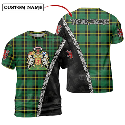 Personalized Clan Wallace Hunting Green Tartan Shirt with Scotland Coat of Arms & Custom Name