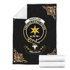 Clan Wardlaw Crest Tartan Premium Blanket Black DU20 Clan Wardlaw Tartan Today   