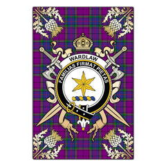 Clan Wardlaw Modern Tartan Crest Black Garden Flag  - Gold Thistle  LQ44 Clan Wardlaw Tartan Today   