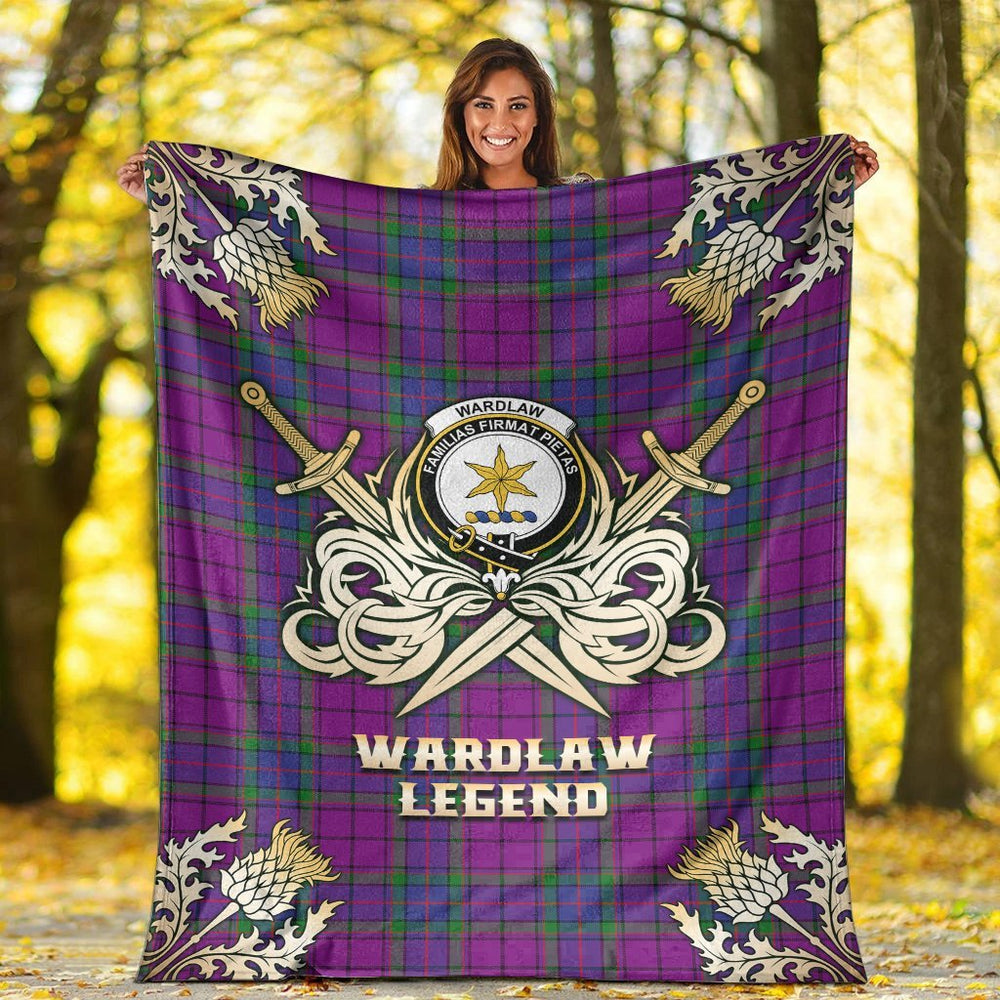 Clan Wardlaw Modern Tartan Gold Courage Symbol Blanket QM30 Clan Wardlaw Tartan Today   