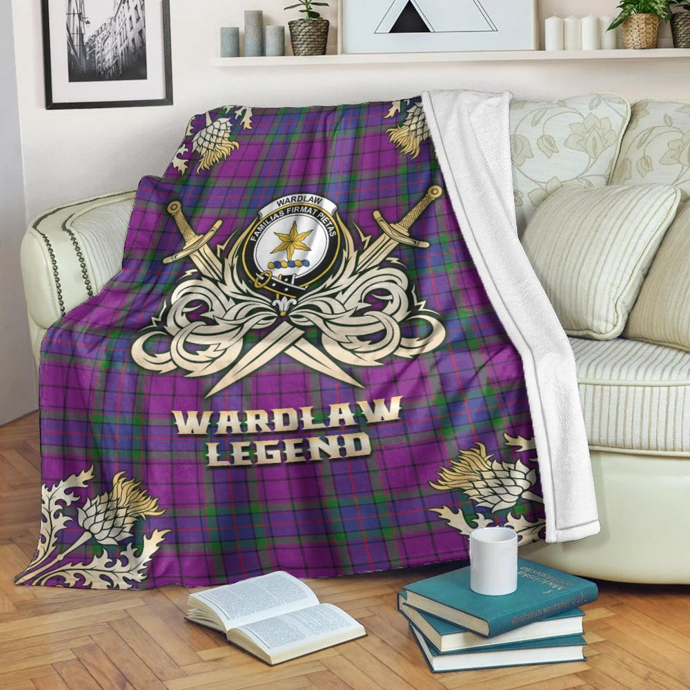 Clan Wardlaw Modern Tartan Gold Courage Symbol Blanket QM30 Clan Wardlaw Tartan Today   