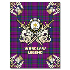Clan Wardlaw Modern Tartan Gold Courage Symbol Blanket QM30 Clan Wardlaw Tartan Today   