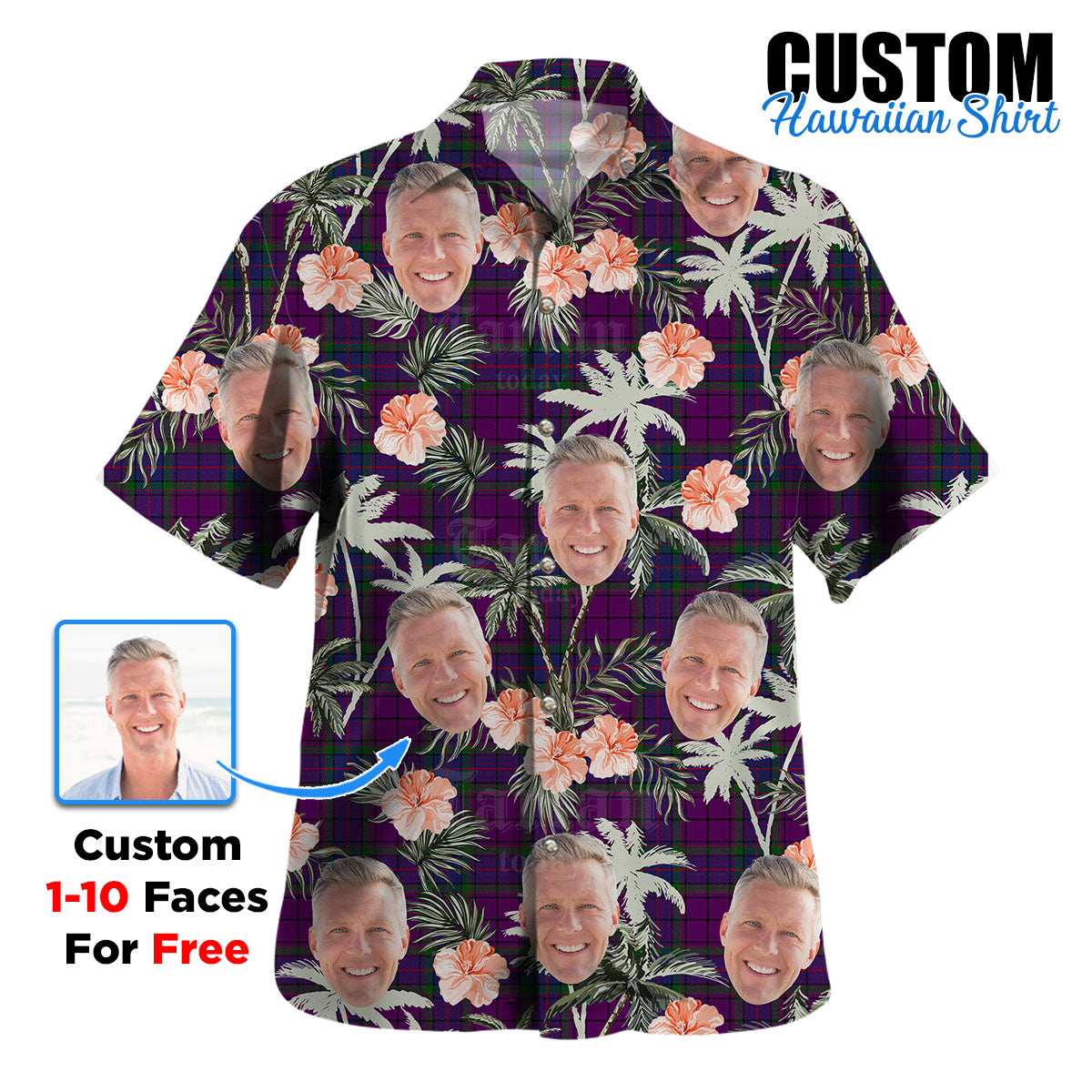 Clan Wardlaw Tartan Custom Face Hawaiian Shirt – Unisex Gift for Family Members, Summer Party GC44 Wardlaw Tartan Tartan Hawaii Shirt