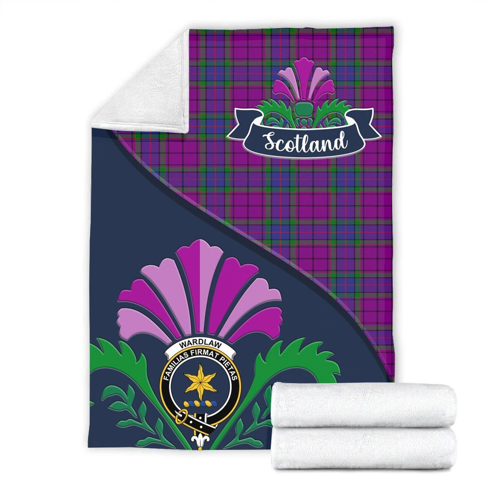 Clan Wardlaw Tartan Crest Premium Blanket Thistle Style ME58 Clan Wardlaw Tartan Today   