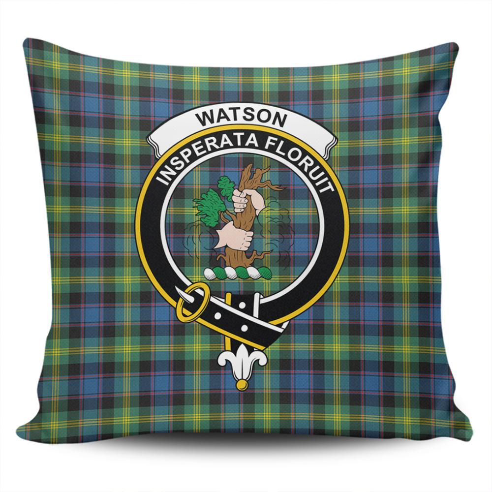 Clan Watson Ancient Tartan Crest Pillow Cover EQ14 Clan Watson Tartan Today   
