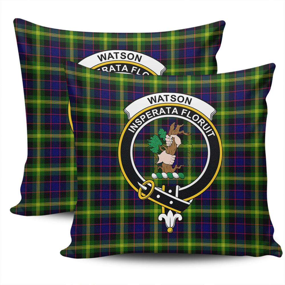 Clan Watson Modern Tartan Crest Pillow Cover EL51 Clan Watson Tartan Today   