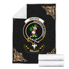 Clan Watson Crest Tartan Premium Blanket Black YL39 Clan Watson Tartan Today   