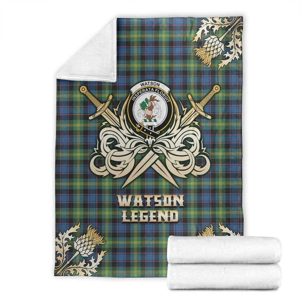 Clan Watson Ancient Tartan Gold Courage Symbol Blanket AZ65 Clan Watson Tartan Today   