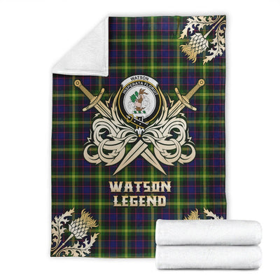Clan Watson Modern Tartan Gold Courage Symbol Blanket WW31
