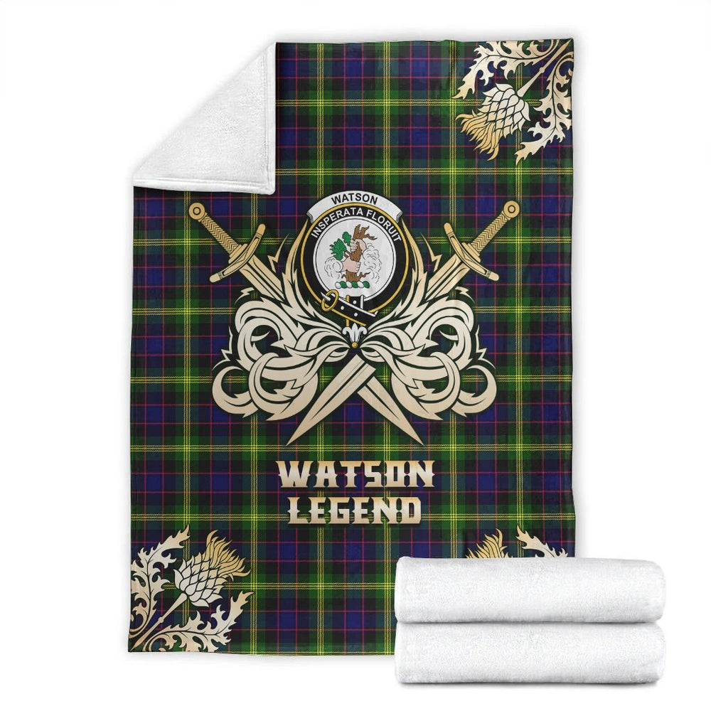 Clan Watson Modern Tartan Gold Courage Symbol Blanket WW31 Clan Watson Tartan Today   