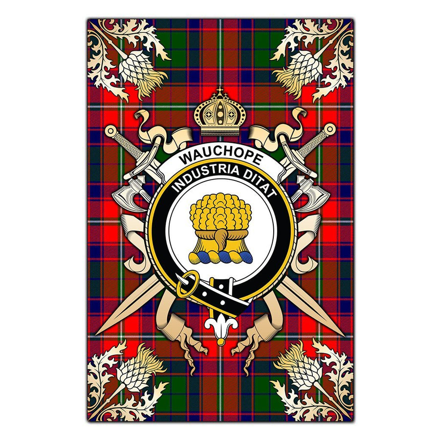 Clan Wauchope Tartan Crest Black Garden Flag