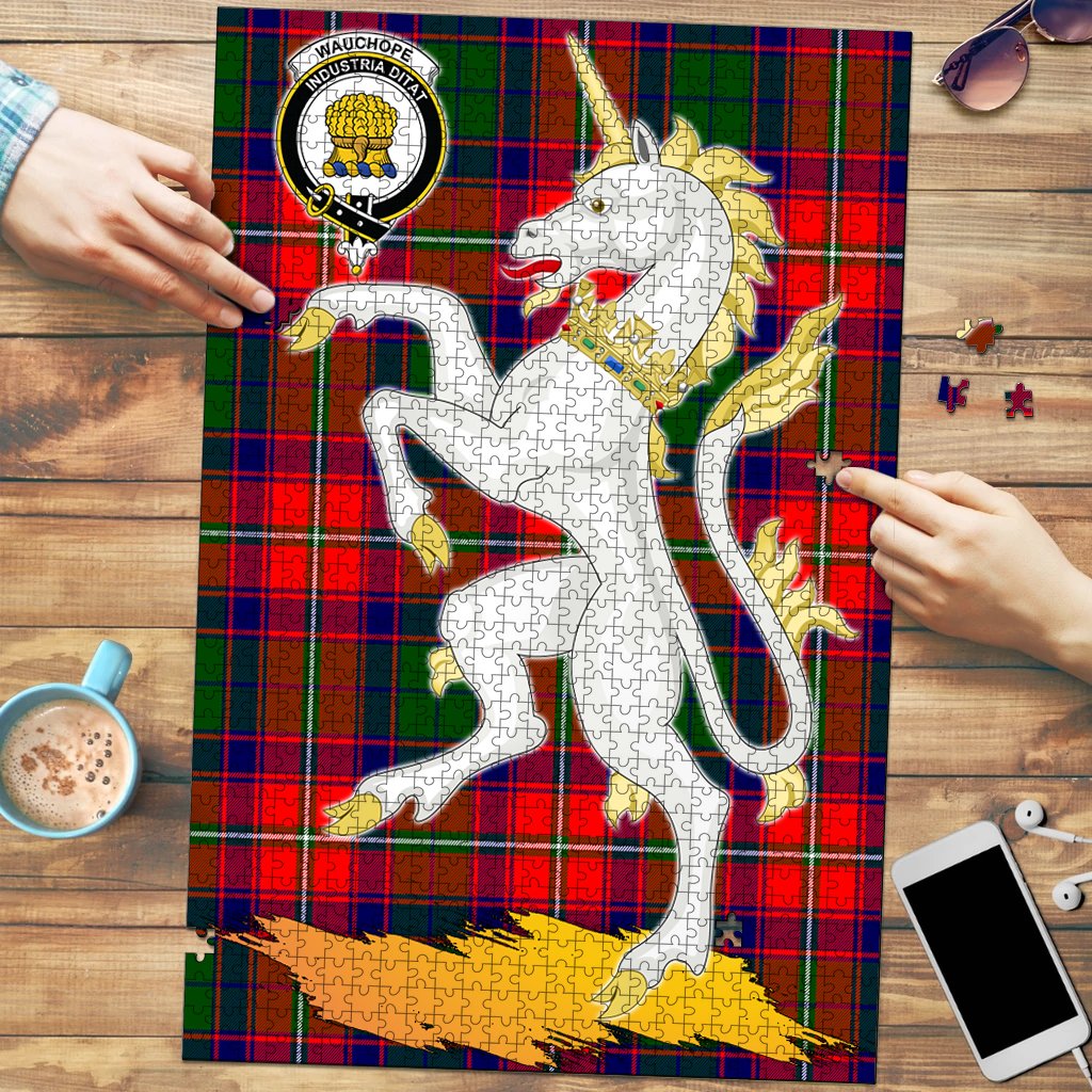 Clan Wauchope Tartan Crest Unicorn Scotland Jigsaw Puzzles Gift For Family VN53 Clan Wauchope Tartan Today   