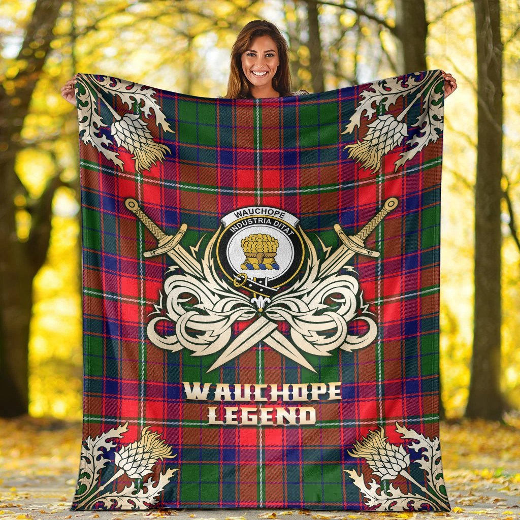 Clan Wauchope Tartan Gold Courage Symbol Blanket YA79 Clan Wauchope Tartan Today   