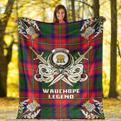 Clan Wauchope Tartan Gold Courage Symbol Blanket YA79 Clan Wauchope Tartan Today   