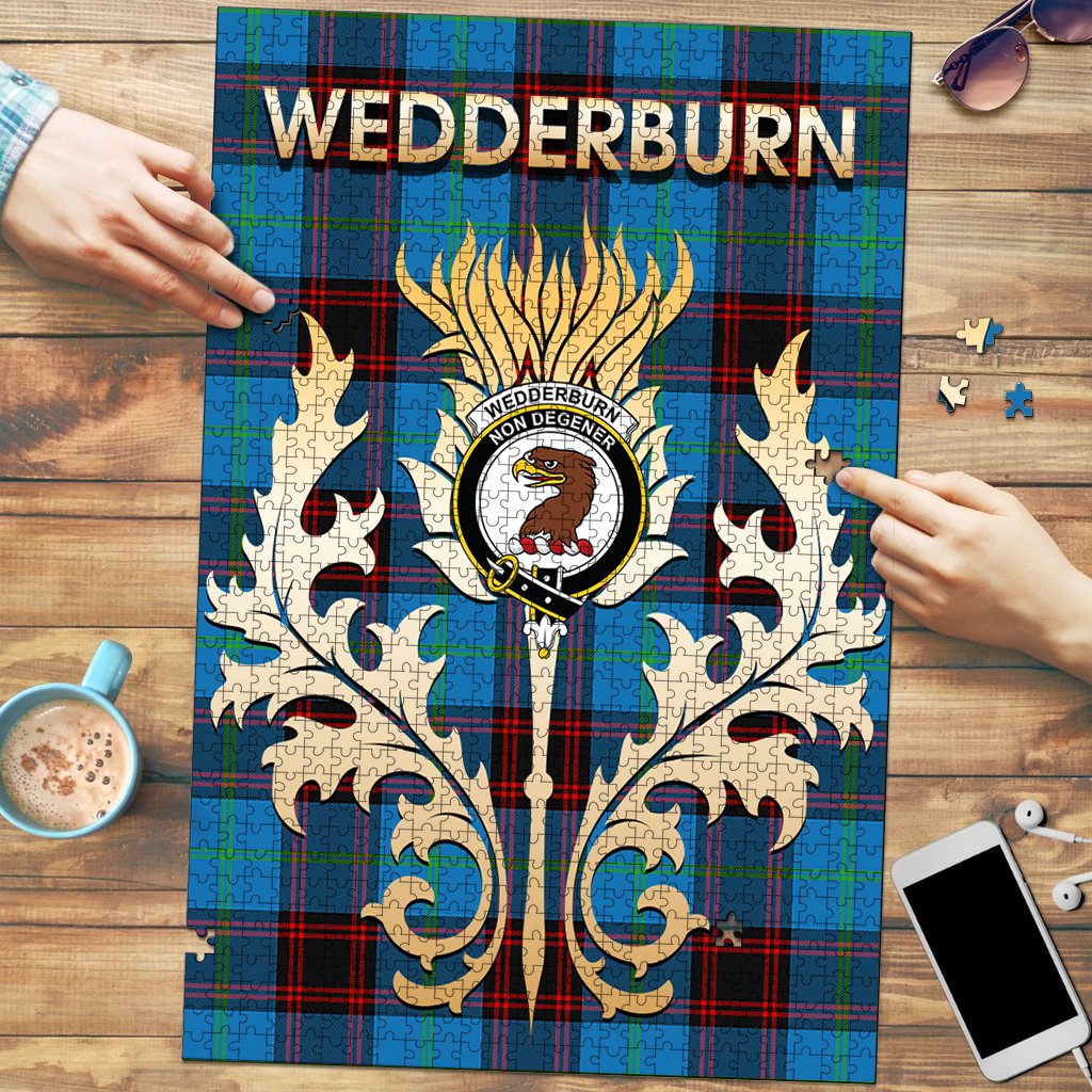 Clan Wedderburn Tartan Crest Thistle Jigsaw Puzzles Gift For Family XW49 Clan Wedderburn Tartan Today   
