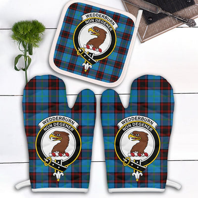 Clan Wedderburn Tartan Crest Oven Mitt And Pot Holder (2 Oven Mitts + 1 Pot Holder) DI13