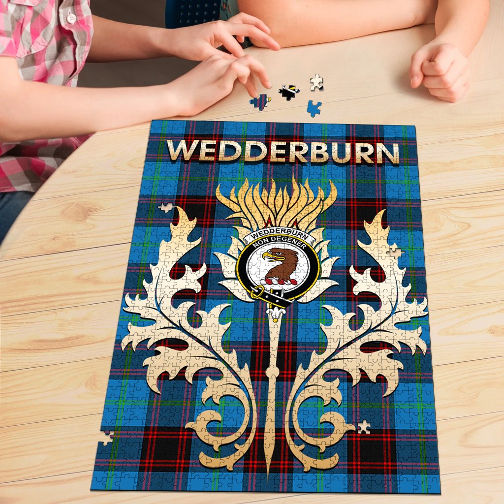 Clan Wedderburn Tartan Crest Thistle Jigsaw Puzzles Gift For Family XW49 Clan Wedderburn Tartan Today   